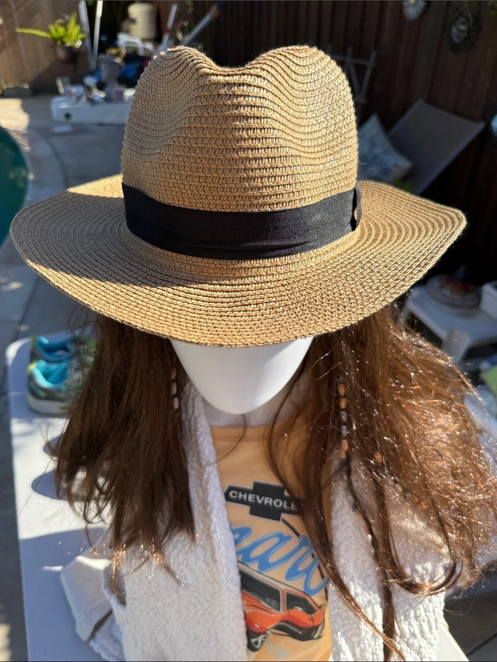 SPF Bolero Woven Straw Sun Hat with Black Band